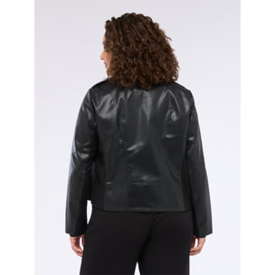 Fiorella Rubino - Chaqueta biker con tachuelas y cremallera asimétrica - Negro