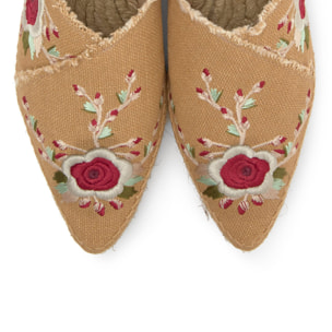 Alpargata plana Rosana estilo babucha en lino bordado by ETRO