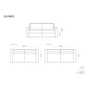 Canapé convertible "Olympe" 4 places en tissu structurel beige