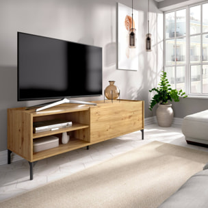 Mobile porta TV Asinara, Credenza bassa da soggiorno, Madia da salotto per televisione, 155x43h47 cm, Rovere Nodi