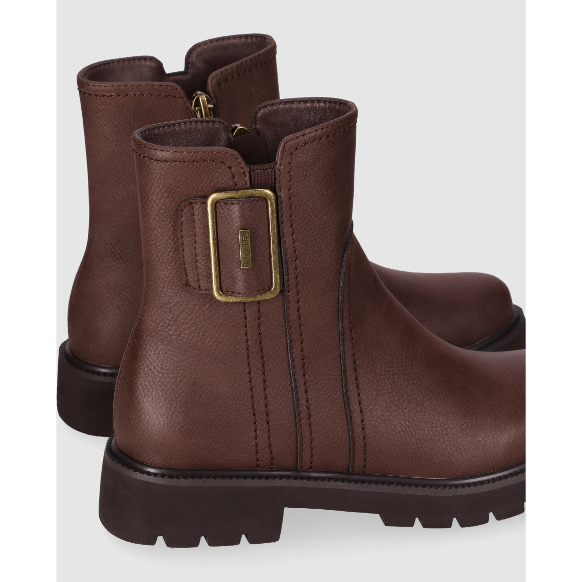 Botines de Piel - Marron - Tacón: Bajo