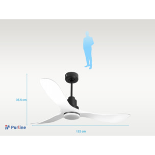 Ventilateur de plafond Réversible  Thermostat Dimmable Wifi Moteur à courant continu Toits en pente Télécommande Lumière à trois tons Hypersilence Mémoire