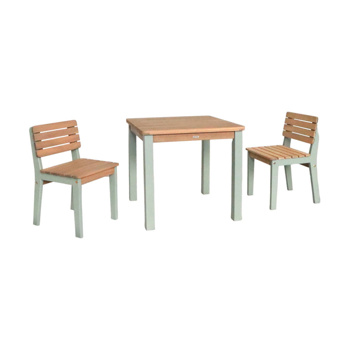 Table de jardin enfant intérieur/extérieur bois d'acacia + 2 assises CAROLINE