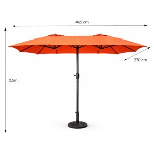 Parasol rectangulaire double 2,7x4,6m terracotta CABIATE
