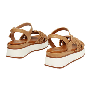 Cuñas mujer camel entrelazadas