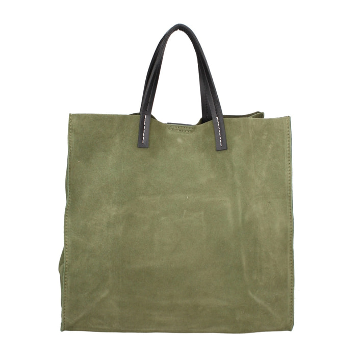 Borsa a mano da donna Made in Italy - Modello Novara Lux - Pelle Scamosciata - 34.5 x 32.0 x 17.0 cm