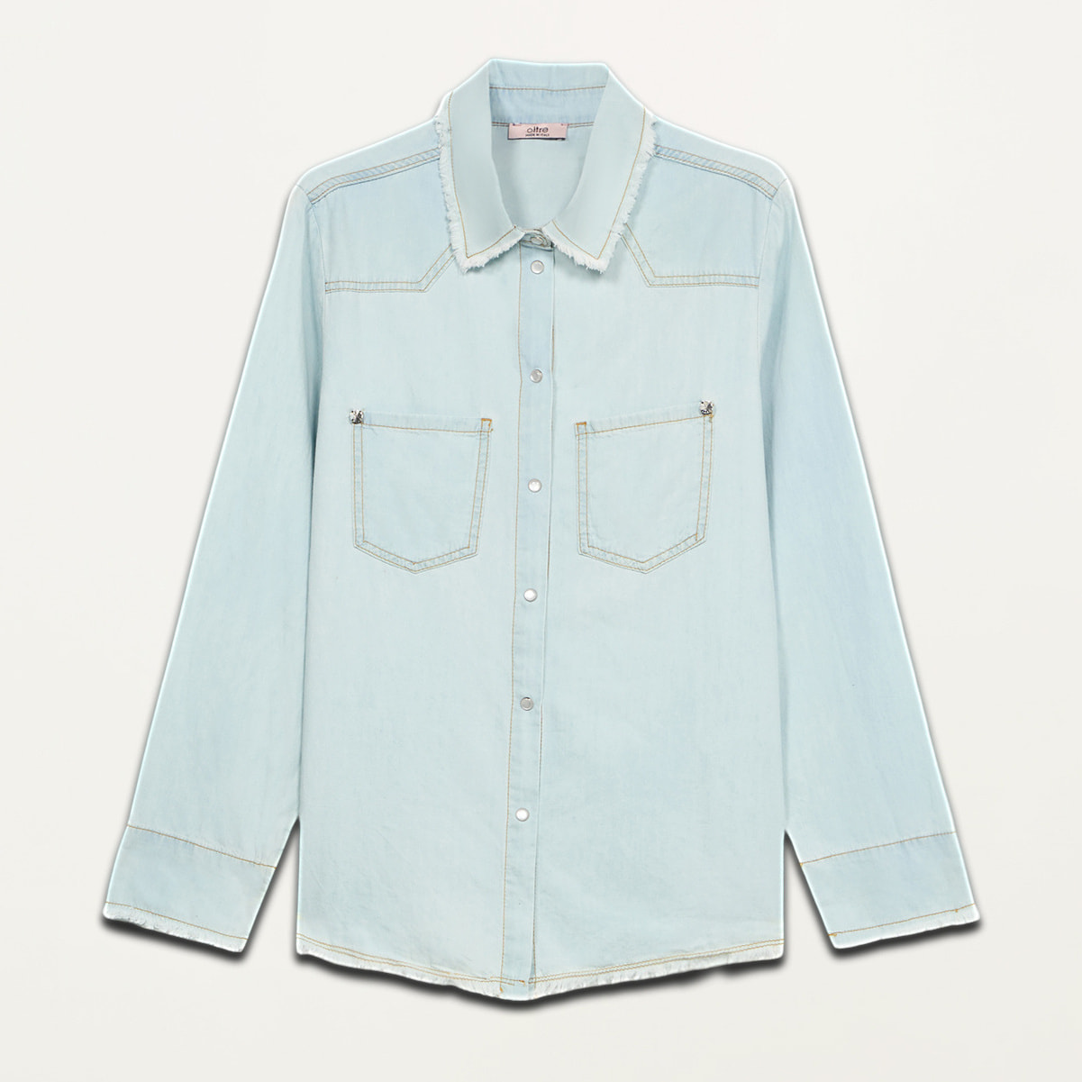 Oltre - Camicia in denim stone bleached - Azzurro