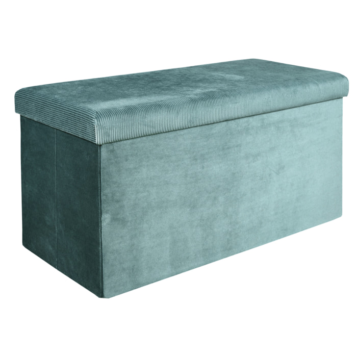 Coffre Banc Pliable Velours Cotele Giulia Bleu