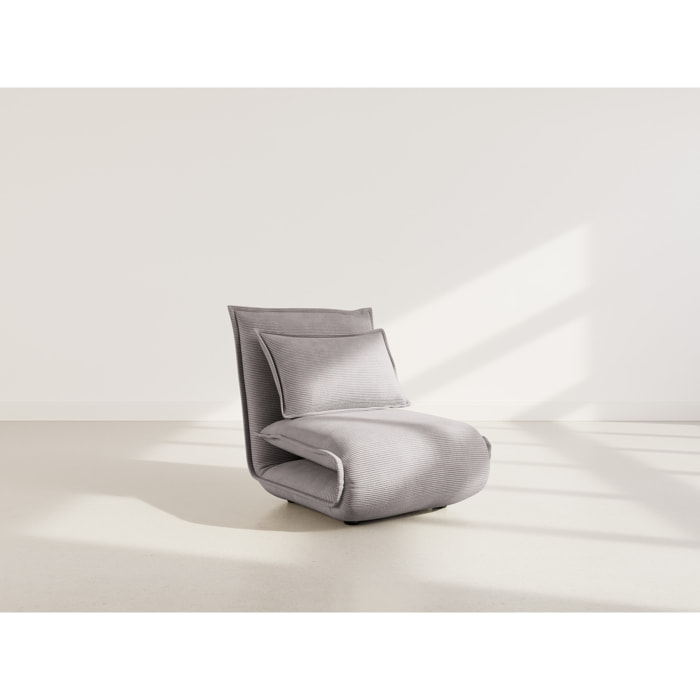 Candice - Banquette 1 place convertible clic-clac en velours côtelé - Gris clair