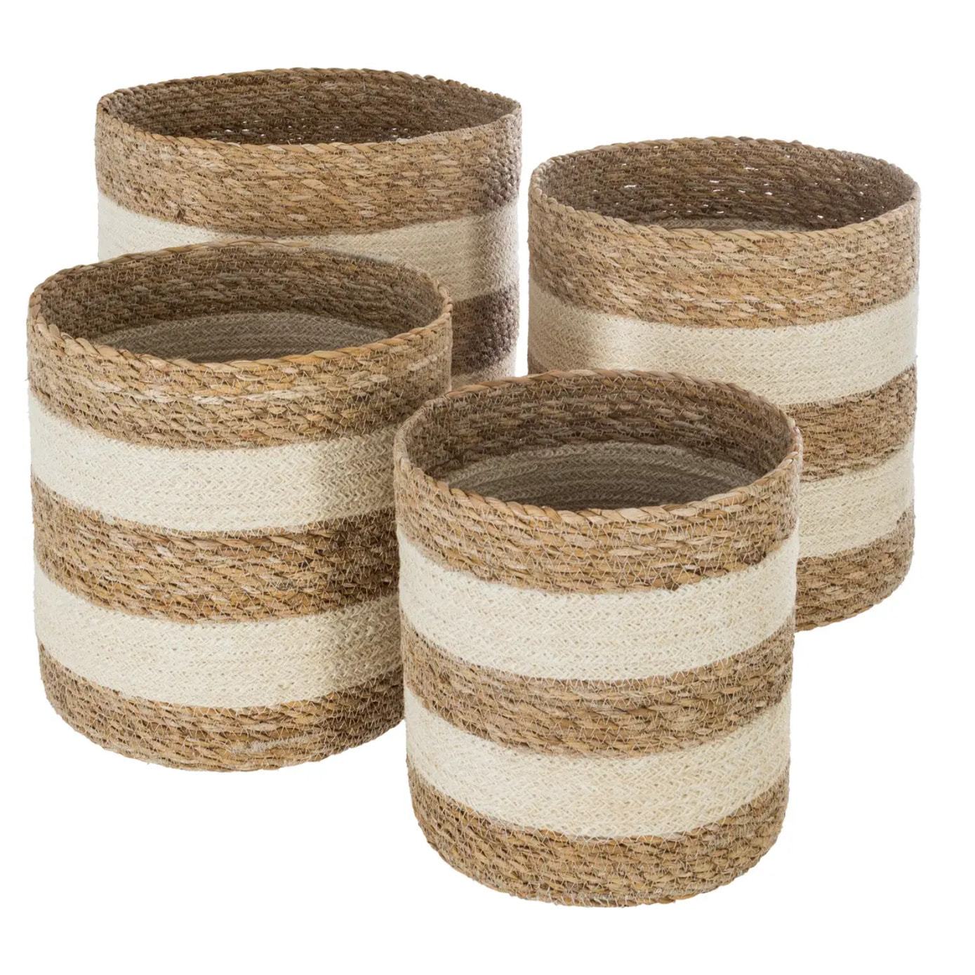 Set de 4 paniers jute - blanc