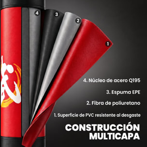 Saco de Boxeo de Pie para Adultos 156 cm, Punching Ball Pesado con 12 Ventosas, Absorción de Impactos, para Kickboxing, MMA, Muay Thai, Entrenamiento en Casa