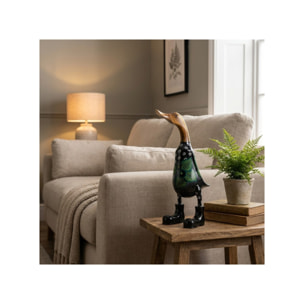 Statue H. 40 cm canard maillot fleuri en bois de teck - DUCK