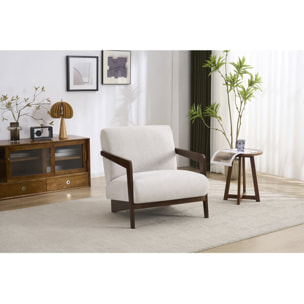Fauteuil intérieur scandinave en bois et tissu "Lena" - Beige