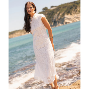 Vestido midi de encaje con lentejuelas