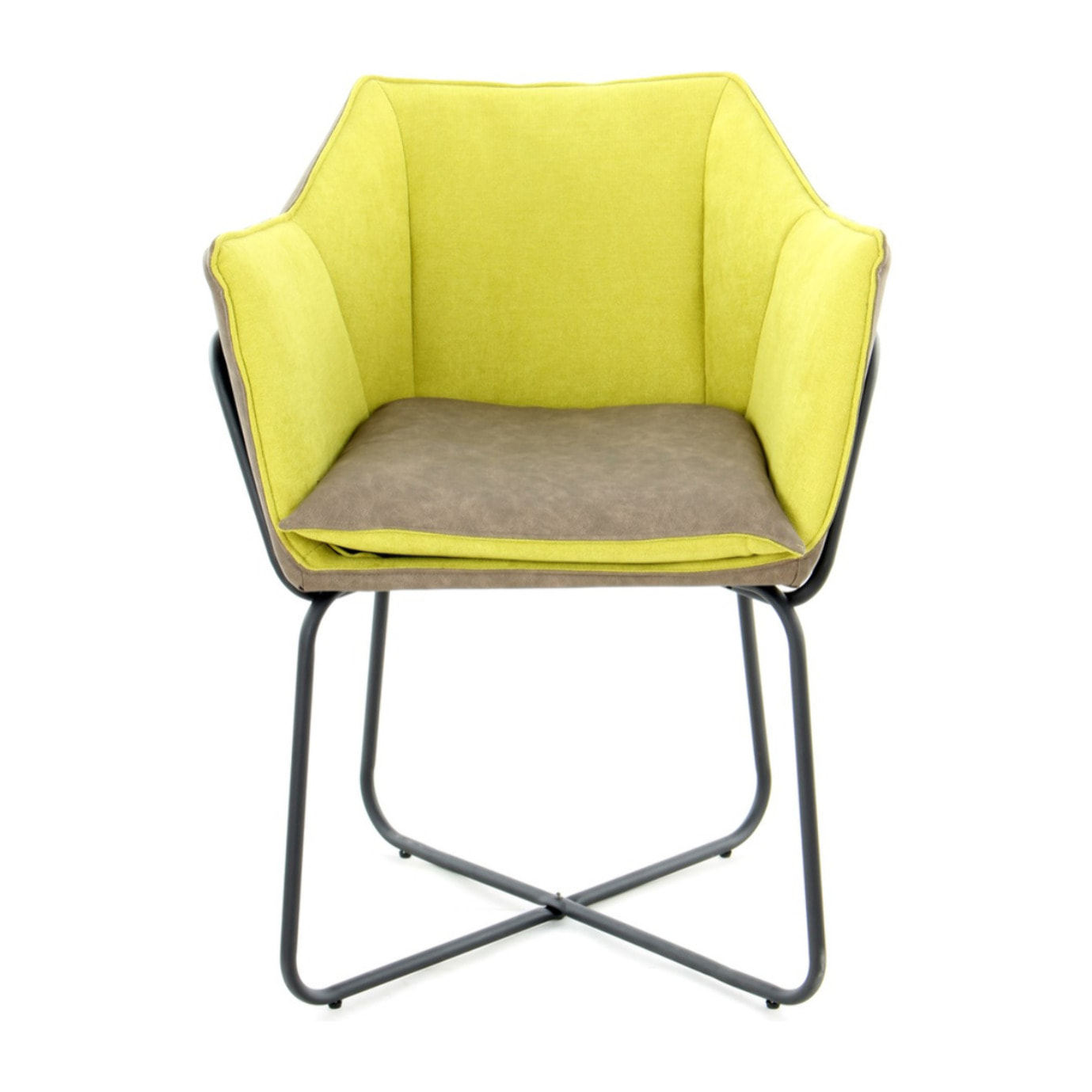 Sedia Lounge Marietta 100 in Ecopelle Bicolore Verde e Taupe