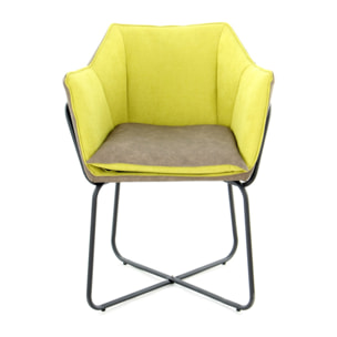 Sedia Lounge Marietta 100 in Ecopelle Bicolore Verde e Taupe
