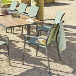 Fauteuil de jardin empilable "Essentia" vert olive & graphite en aluminium traité epoxy