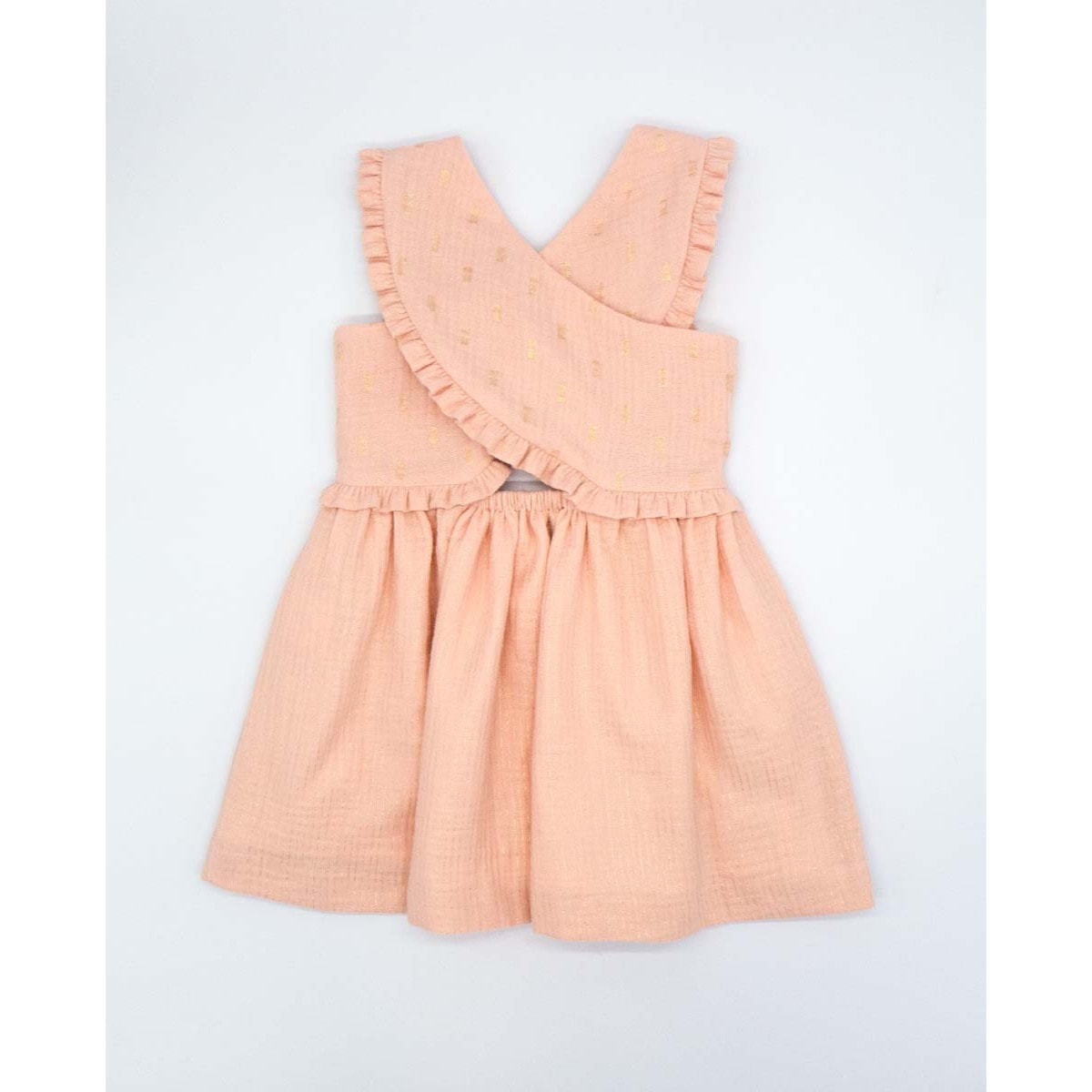 VESTIDO CRUZADO BRILLO ROSA