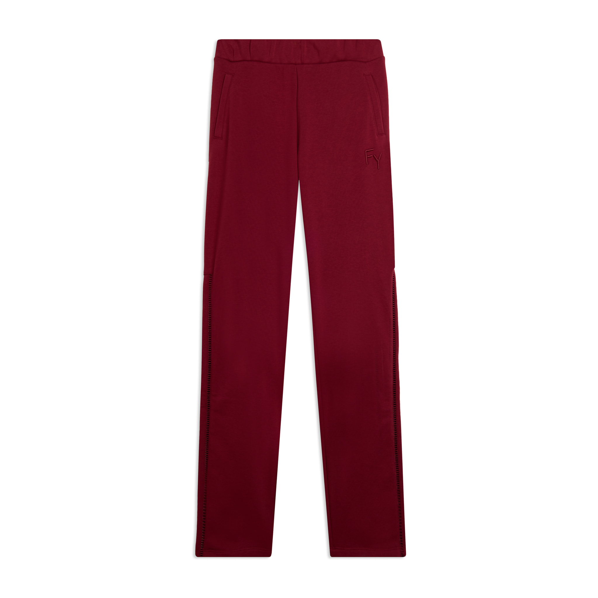 Pantaloni Sportivi con Gamba Dritta e Ricamo Traforato