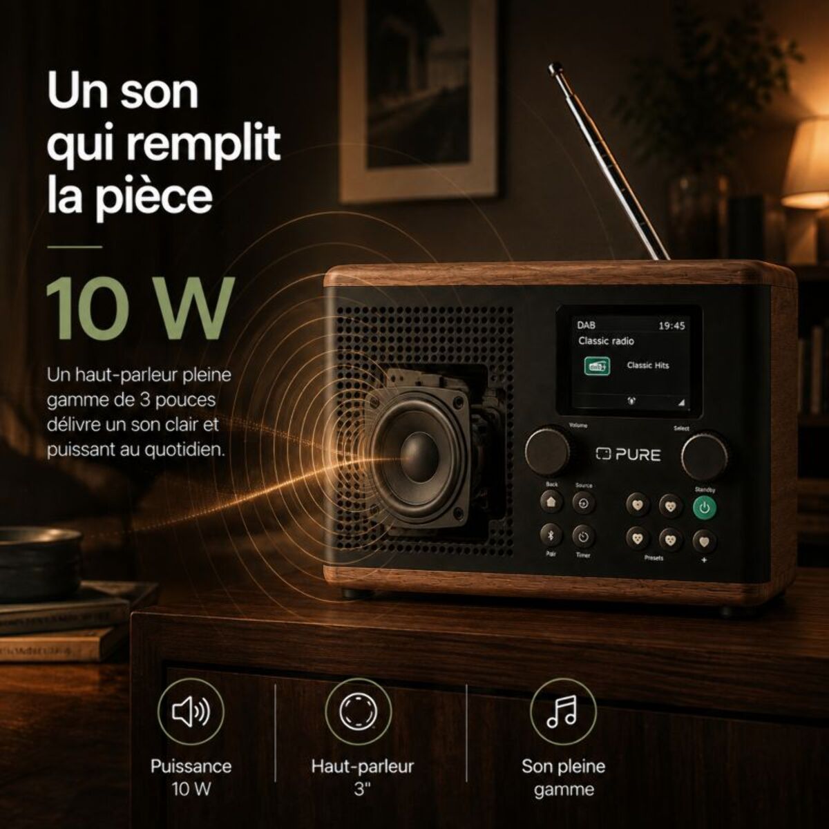 Radio DAB PURE Classic H4 Coffee Black/Walnut