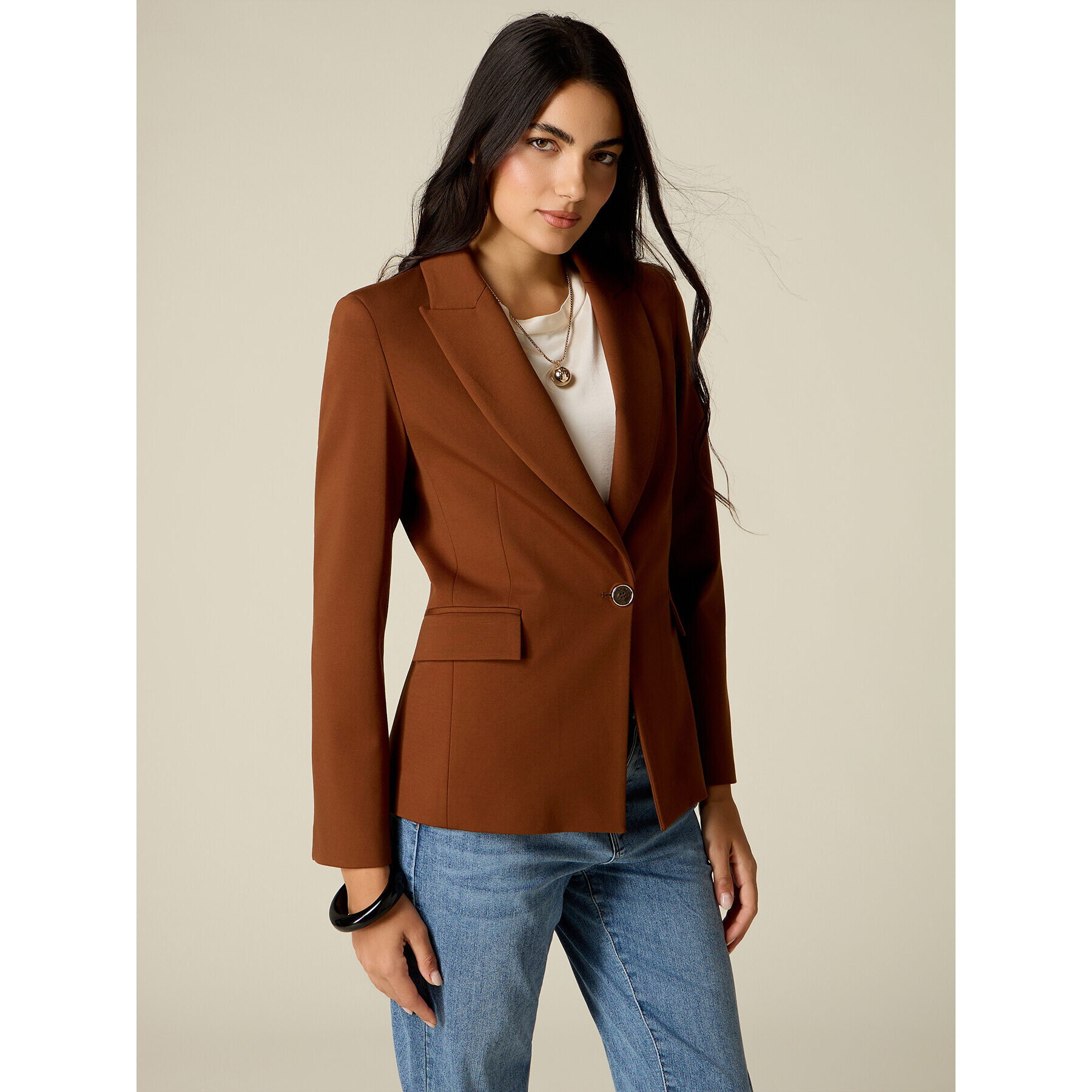 Oltre - Blazer in punto milano - Marrone