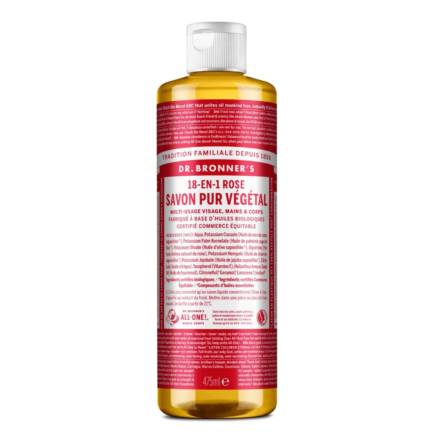 Rose  - Savon de Castille Liquide Naturel 18-en-1