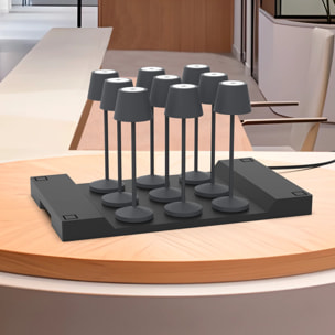 9 Lampes de table EMILY Gris + base de chargement