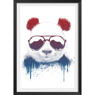 Affiche enfant panda Affiche + cadre en bois - Noir
