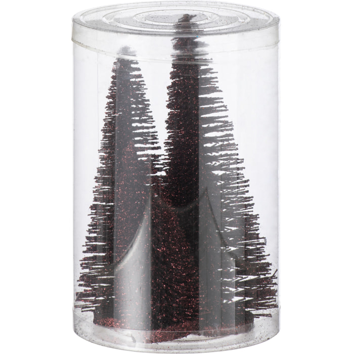 J-Line décoration Sapin De Noël Paillettes - plastique - bordeaux - boîte de 4