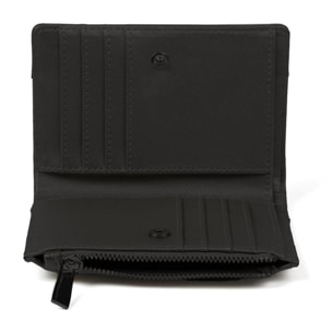 Elegante portamonete effetto pelle nera con monogramma inciso tono su tono