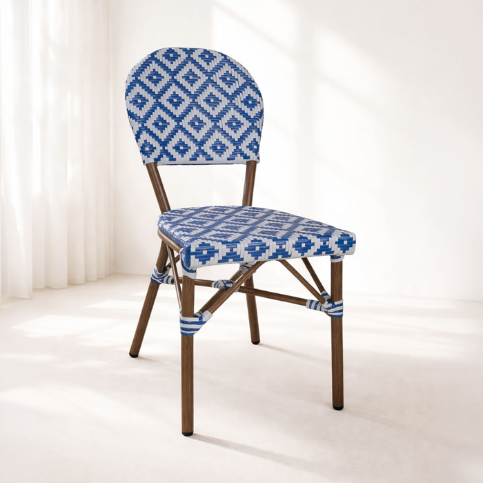 Lot de 2 chaises extérieures en textilène et effet rotin tressé bleu SCALA