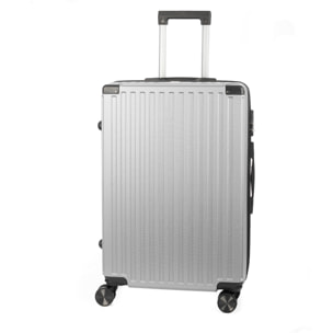 DAM Valigia media trolley rigida ultra leggera, in ABS ad alta resistenza con angoli rinforzati. Chiusura numerica e 4 ruote doppie rimovibili e girevoli a 360°. 42x25x67 Cm. Colore: Grigio Chiaro