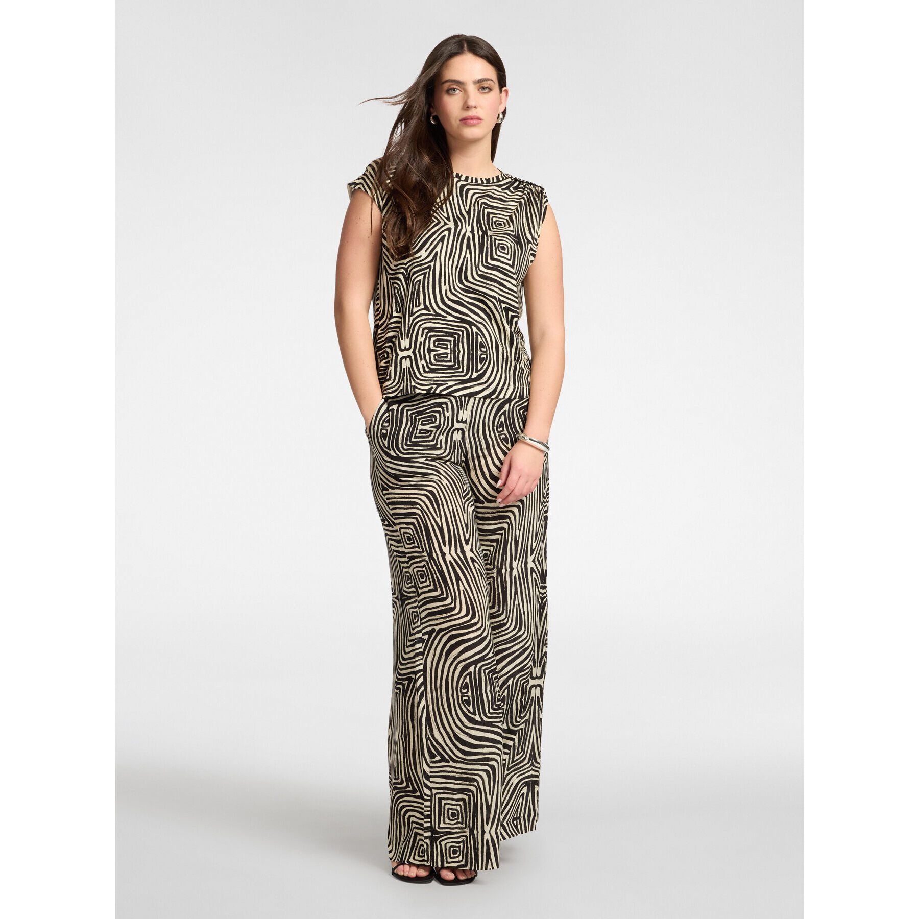 Elena Mirò - Top asimétrico estampado - Negro