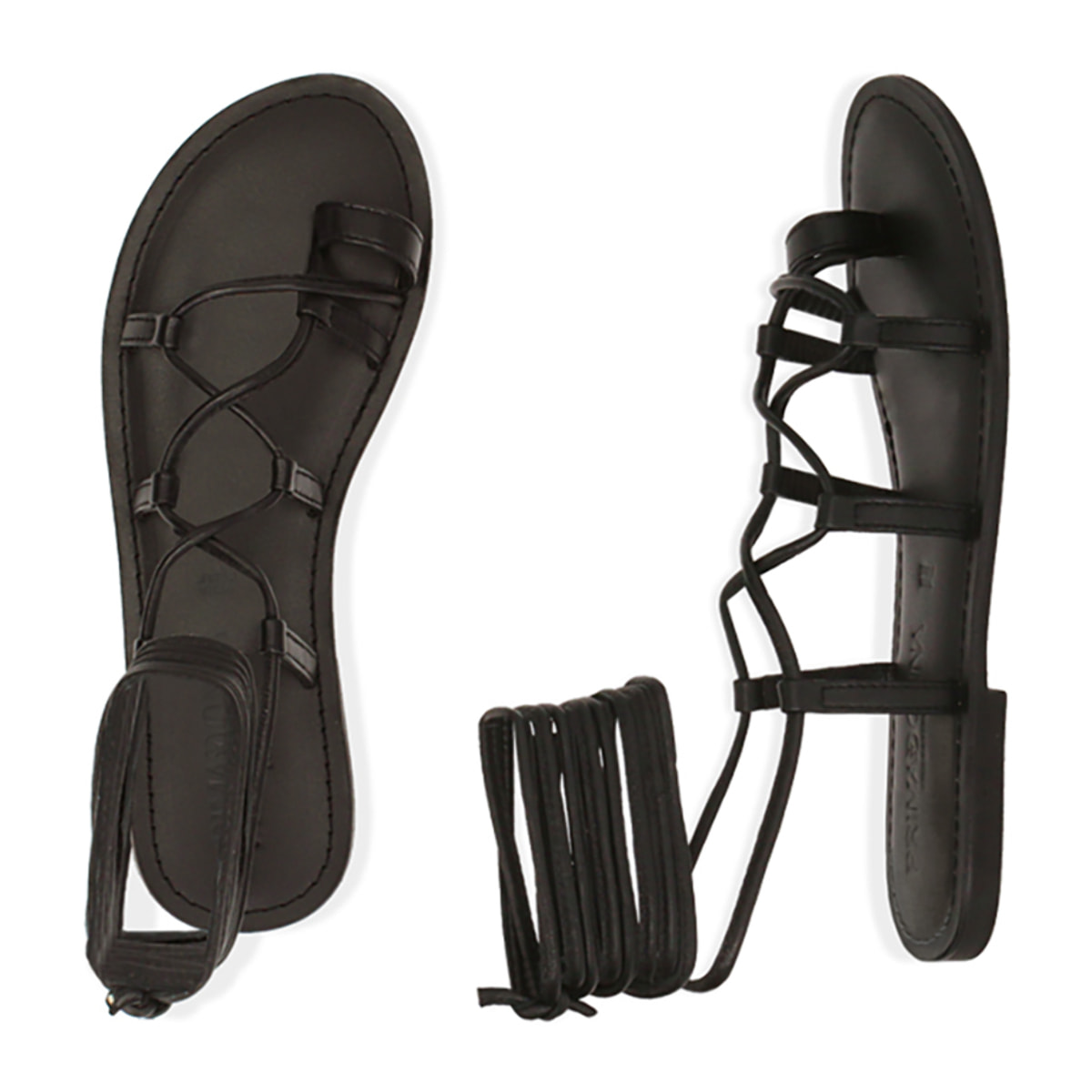 Sandali lace-up neri in pelle