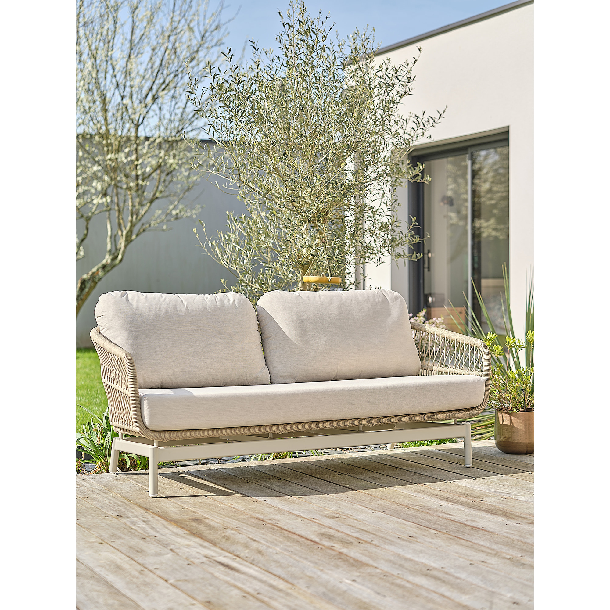 DYLIS - Salon bas de jardin 5 places - Grège