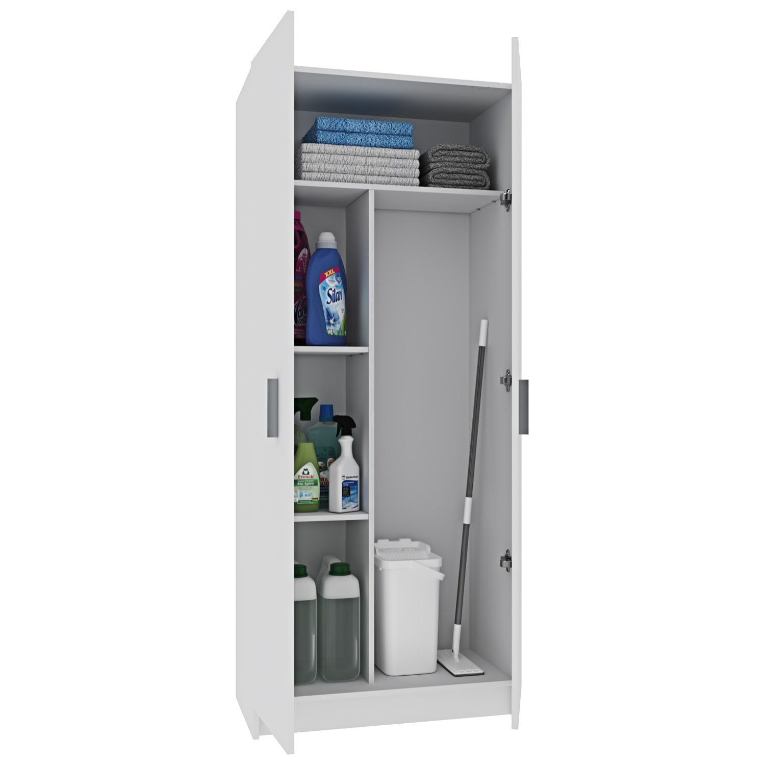 Armadio Armadietto Multiuso A Colonna Paige con 2 Ante e 5 Ripiani Ingresso Camera da Letto 73 x 180 x 37 cm Colore Bianco