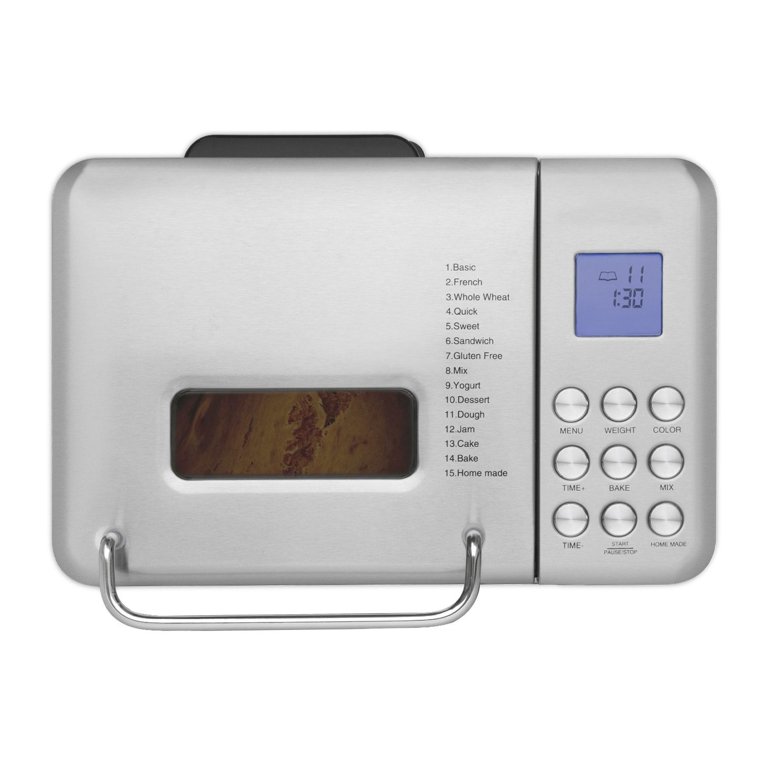 BAKE440 H.Koenig, Máquina de pan , 15 Programas, 3 Tamaños de pan, Hasta 1kg de pan, 600W, Pantalla LCD