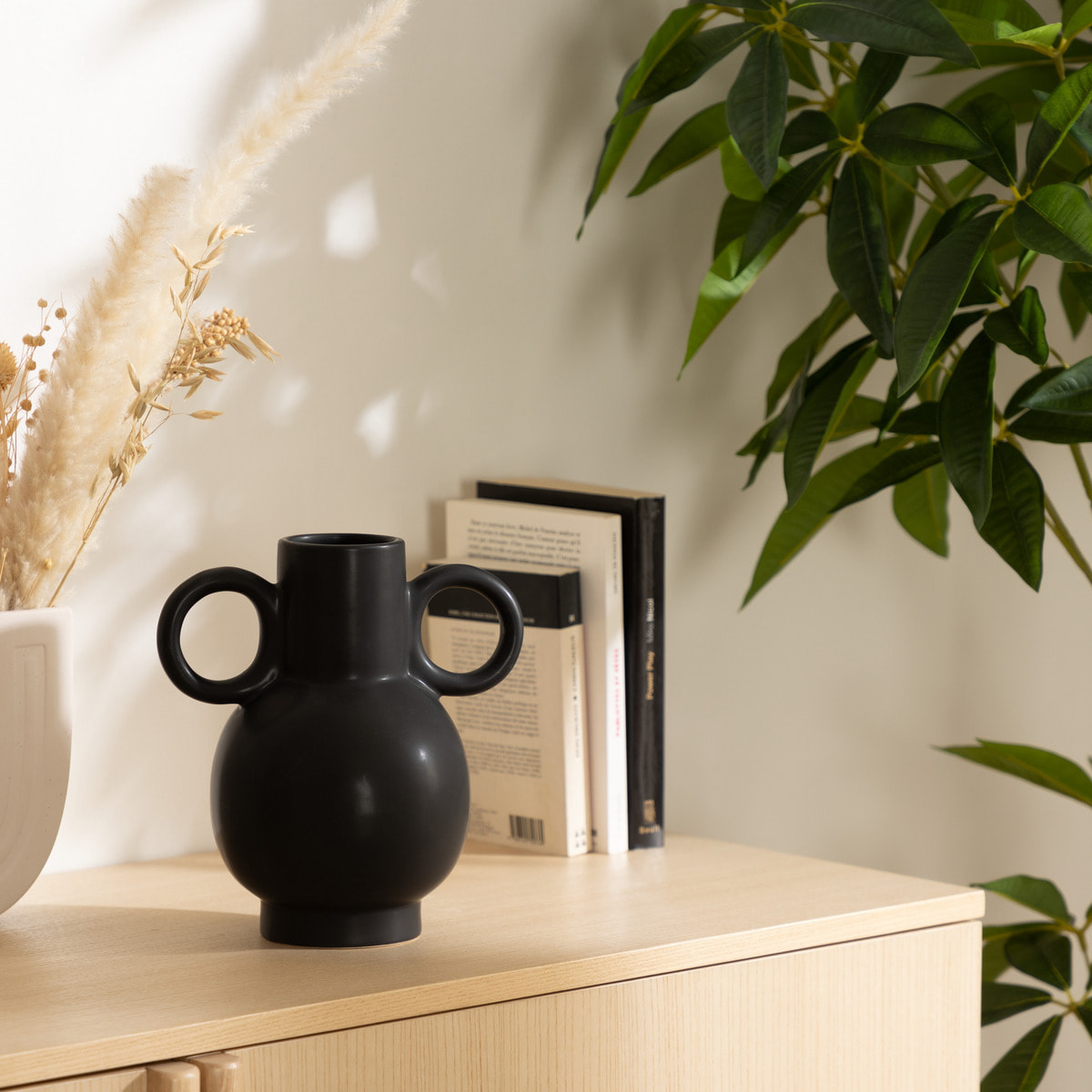 Vase en céramique H22cm noir