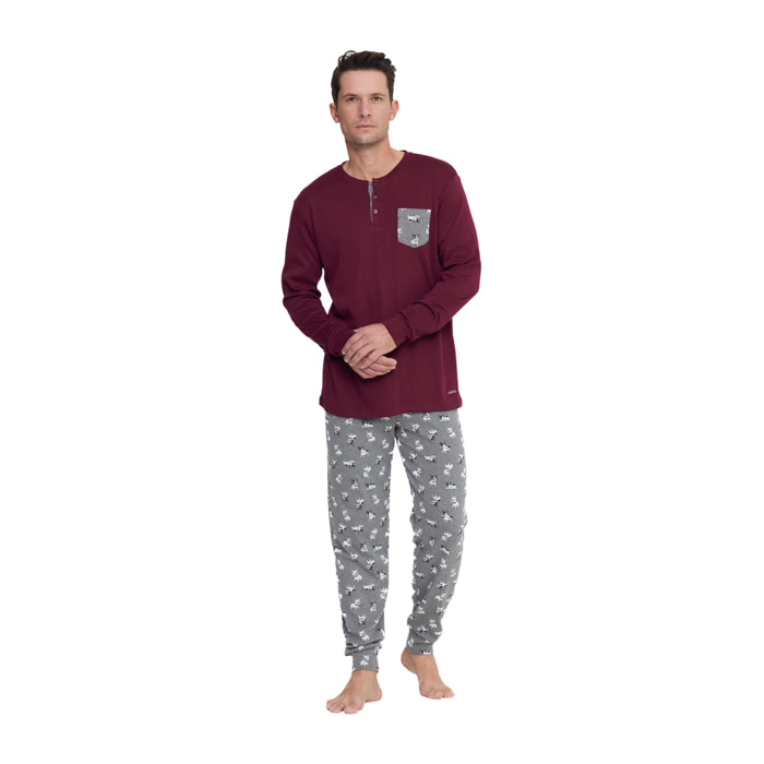 Pigiama uomo yuppie in caldo cotone con collo tre bottoni Noidinotte