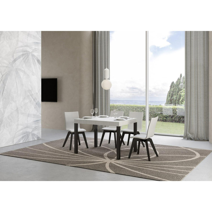 Table extensible 80x120/204 cm Everyday Frêne Blanc cadre Anthracite