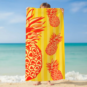 Serviette de plage microfibre enfant - Pop-Ananas - 75x150cm - 220g/m²