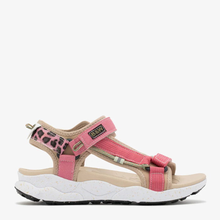 Sandalias Abiertas con Estampado Animal en Rosa