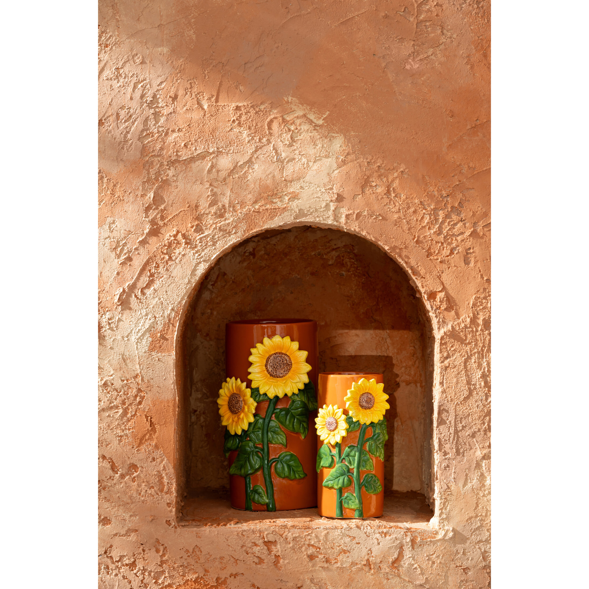 J-Line Vase Tournesol - céramique - jaune/marron - large