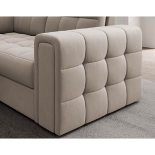 Nappa - Canapé panoramique d'angle droit 7 places convertible avec coffre en velours - Beige