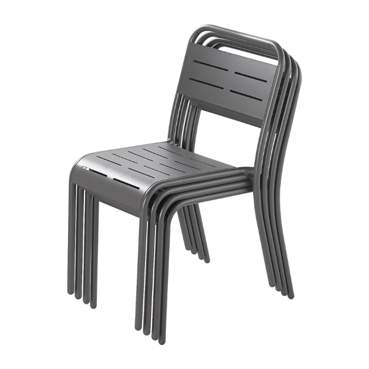 Ensemble table + chaises gris foncé 4 places  - EVORA