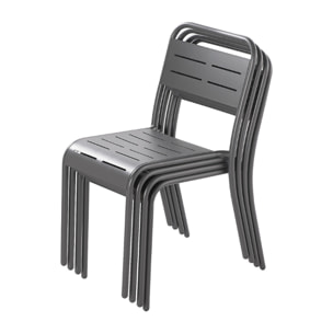 Ensemble table + chaises gris foncé 4 places  - EVORA