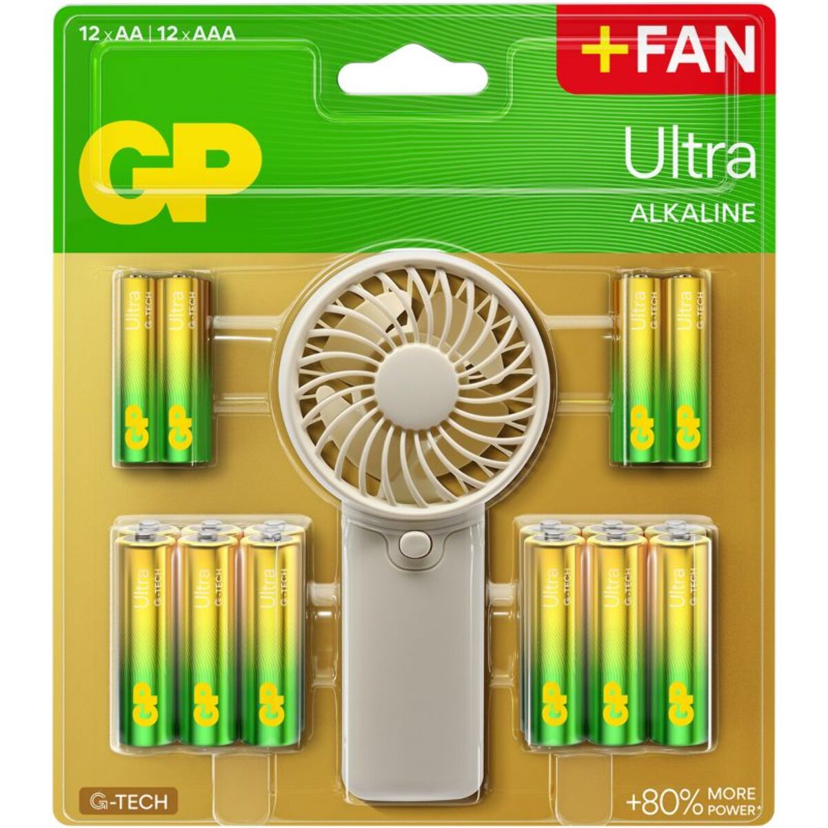 Pile GP x12 AA + x12 AAA + ventilateur