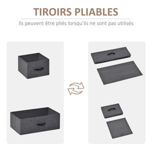 Commode meuble de rangement 5 tiroirs pliables en tissu 58 x 29 x 99 cm gris