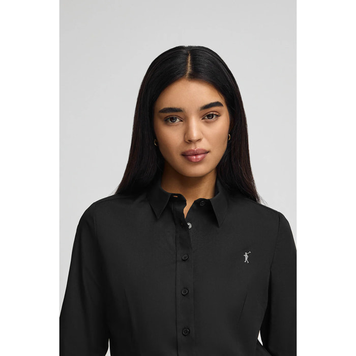 Camicia nera slim fit con logo Rigby Go