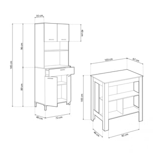 Pack alacena con mesa alta Nitza Blanco Artik (Blanco Mate) - Natur